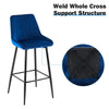 2X Blue Velvet Bar Stools Breakfast Pub Chair Kitchen Seat Height 75 cm