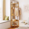 Large Corner Coat Rack Stand Clothes Hat Scarf Hanger Shoe Rack Triple Gold Legs