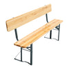 Outdoor Wooden Folding Beer Table Bench Set Trestle Garden Steel Leg w/ Backrest