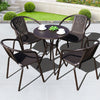 Set of 2 4 6 Rattan Plastic Strong Stackable Outdoor Patio Garden Chairs w/ Arms