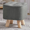 Square Footstool Toddler Stool Padded Chair Pouffe Buttoned Seat Wooden 4 Legs
