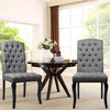 Grey Linen Kitchen Dining Chairs Meeting Room Chair with Curving Hard Wood Legs