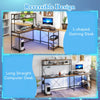 L-Shaped Gaming Desk Reversible Corner Computer PC Desk w/ Hutch Brown