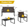 4Pcs Outdoor Conversation Set Metal Frame Garden Patio Chair Loveseat Table Set