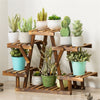 6 Tiered Wood Plant Stand Plant Shelf Carbonized Triangular Display Rack