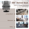360°Swivel Recliner Upholstered Faux Leather Armchair-Grey