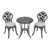 3pcs Bistro Set Cast Aluminium Outdoor Garden Patio Table &2 Chairs w/Cushions