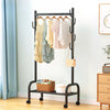 Black Metal Clothes Rail Rack Garment Stand Corner Open Wardrobe with Shelf