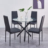 4x Black Faux Leather Dining Chairs & Round Glass Dining Table Black Metal Legs