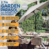 2.7M Round Garden Parasol Sun Shade Patio Hanging Umbrella with Crank Tilt Base