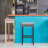 Set of 2 Saddle Bar Stools Backless Counter Stool W/ Upholstered Sponge Cushion