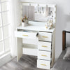 White Dressing Table Makeup Vanity Desk Set With LED Lighted Mirror, 5 Drawers
