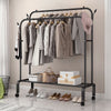 Rolling Double Clothes Rail Hanging Rack Garment DisplayStand Shoe Storage Shelf
