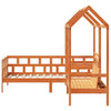 Day Bed Set with Roof Wax Brown 90x200 Solid Wood Pine Z5K8
