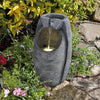 58.5cm Tall Barrel Shape Solar Power Garden Outdoor LED Water Feature Fountain