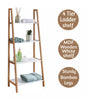 4 Tier Ladder Bookcase Bamboo Storage Shelving Unit Plant Rack Display Stand
