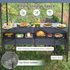 Outdoor Heavy-duty Canopy Shelter for BBQ w/ 2 Bar Stools-Grey
