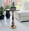 Alegra White Marble Gold Pedestal Accent Side Table/Drink Table-ST88