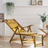 Folding Sun Lounger Garden Bamboo Chair Bed Outdoor Patio Recliner Headrest NEW