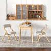 Folding Dining Chair Set of 2 Wooden Upholstered Dining Chairs-Natural