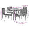 Camerina 5 Piece Garden Dining Set with Cushions Grey Poly Rattan,Patio B4N5