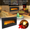 LED Electric Wall Fire Black Glass Freestanding Fireplace 7 Flames with TV Stand