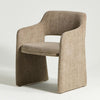 Nevada Dining Chair Beige Mocha Fully Upholstered Block Curved Frame