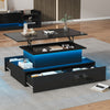 Lift Top LED Coffee Table with Storage Drawer Wooden Living Room Furniture Black
