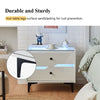 LED Bedside Cabinet Table Side Table Display Drawers Shelf Storage Glass Top