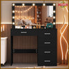 Dressing Table with 5 Drawers and 11 LED Lights Hollywood Mirror Makeup Desk