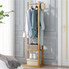 Bamboo Clothes Hanging Rail Garment Rack Hall Trees Corner Coat Stand