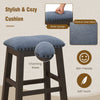 Set of 2 Bar Stools Counter Height Stool Rivet-Tufted Kitchen Dining Chair Grey