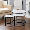 MODERN SET OF 3 MARBLE EFFECT NEST OF TABLE ROUND SIDE TABLE WITH METAL FRAME
