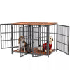 Heavy Dog Crate Furniture Side Table Dog Kennel Cage 4 Doors & Removable Divider