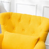 Chesterfield Wing Back Armchair Tub Button Back Yellow Fabric Upholstered Chair