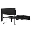 Double Bed Frame Industrial Metal Platform Bed with Headboard & Drawers Storage