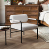 Comfy Side Armchair Modern Leisure Chair with Metal Armrests-White