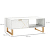 Elegant Coffee Table with Marble Effect & Storage Drawers for Living Room White