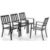 PHI VILLA Set of 4 Garden Dining Chair Set Outdoor w/ High Back Armrest Black