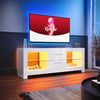 High Gloss TV Stand White Unit Cabinet 130cm Cupboard With LED Light & Drawers