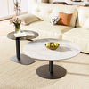 Set Of 2 Nesting Coffee Table Artistic Accent Table Set Heavy Metal Black Base