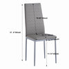 4pcs Grey Faux Leather Dining Chairs Ripple Lines & Black Glass Dining Table Set