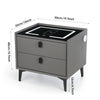 LED Bedside Table 2 Drawers Cabinet Charging Station Nightstand Storage Grey