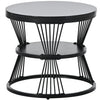 Round Coffee Tables Set of 2 End Table Nesting Tables Marble Pattern Living Room