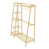 Bamboo Clothes Rail Rack Garment Hanging Stand Open Wardrobe Shelf, 110X40X140CM