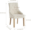 2pcs Beige Fabric Dining Chairs Button-Tufted Upholstered Armchairs with Rivets