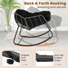 2Pcs Outdoor Rocking Chair Oversized Patio PE Wicker Egg Chair-Black