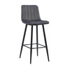 2 Pcs Grey Bar Stools Velvet Seat Metal legs 65 cm seat high Stools Chair Stripe