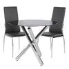 Chrome Cross X Legs Round Black Top Glass Dining Table Office Kitchen Furniture