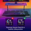 RGB Gaming Desk with LED Lights & Monitor Stand PC Computer Carbon Fibre Effect